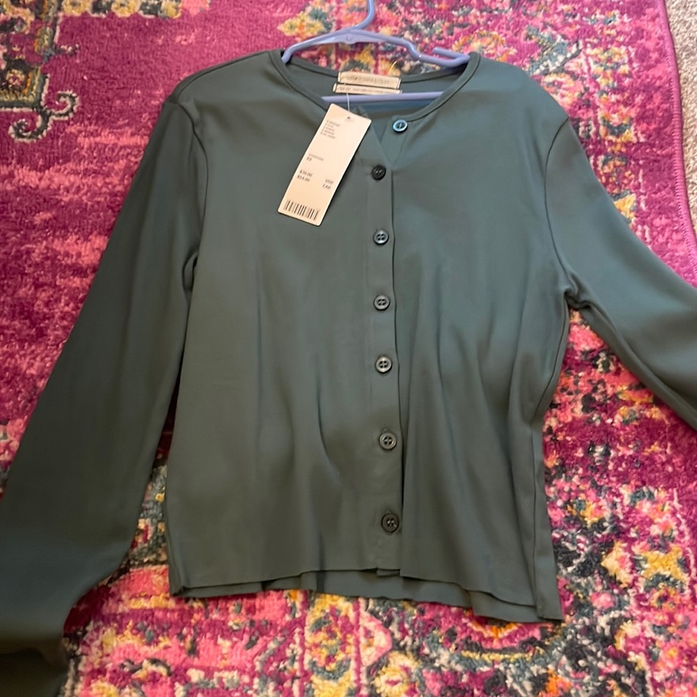 teal blue button up long sleeve